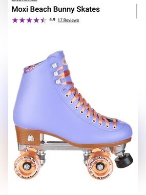 MOXI BEACH BUNNG Purple Roller Skates with Pink Laces